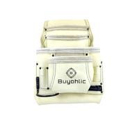 Buyohlic Bolsa de cuero resistente para clavos y herramientas, 10 bolsillos, bolsa de construcción de cuero de grano superior