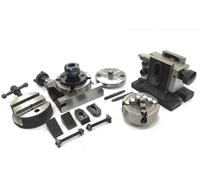 Buyohlic Combo de mesa giratoria de 80 mm con adaptador de pinza ER16, kit de abrazadera M6, tornillo redondo, contrapunto, portabrocas independiente de 4 mandíbulas de 70 mm con placa trasera y