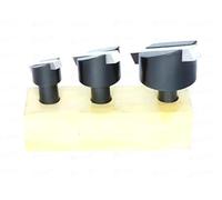 Buyohlic Juego de 3 herramientas de corte de mosca con broca de herramienta HSS, vástago de 1/2 pulgada (diámetro de la cabeza 3/4 pulgadas, 1-1/8 pulgadas y 1-1/2 pulgadas) con soporte de madera