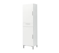 Buyqualia - Armario Auxiliar Multiusos - 2 Puertas y 1 cajón - Blanco - 188x41x35 cm