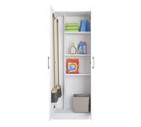 Buyqualia Armario hogar escobero Multiusos Dos Puertas en Color Blanco (Alto 179 cm/Ancho 61 cm/Fondo 32 cm)