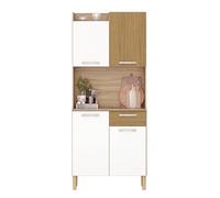Buyqualia - Armario Hogar Moderno con Patas - Multiusos - Roble y Blanco - 175x74x37cm