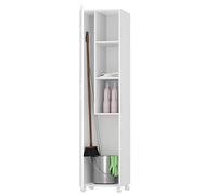 Buyqualia Armario Multiusos o escobero una Puerta y Ruedas en Color Blanco