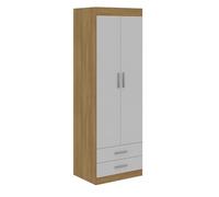 Buyqualia Armario Ropero 2 Puerta - 2 Cajones (Roble-Rustic/Blanco)
