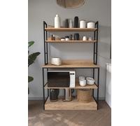 Buyqualia Estantería para Cocina de Estilo Industrial con Varios Niveles con estantes en melamina Color safir y Estructura de Acero en Negro (Alto 161 / Ancho 101 / Fondo 18-34) cm