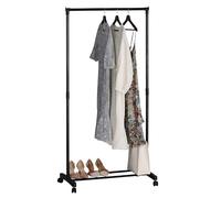 Buyqualia Perchero Burro de Ropa con Ruedas - Estructura Metálica Negra, Práctico y Móvil - 157x77x42 cm
