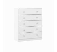 Buyqualia Sinfonier Blanco 91,5x75x36 cm con 5 Cajones - Sinfonier de Dormitorio Moderno y Funcional