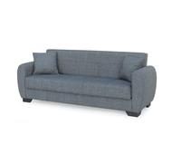 Buyqualia - Sofá Cama Clic Clac 3 Plazas en Tela Gris - Diseño Redondeado y Elegante - 215x85x84 cm - Convertible y Confortable