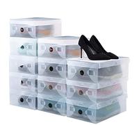 BUZIFU Cajas Transparentes Apilables 20 uds Cajas de Plástico para Zapatos de Mujer y Niños Organizar Armario Caja de Almacenamiento para Deportivas/Tacones/Sandalias(28 x 18 x 9,5cm)