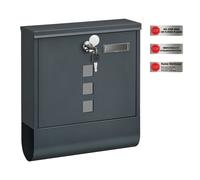 SONGMICS Buzón, Buzón de Correos, Cerradura con Cilindro de Cobre y Tapa Giratoria, Placa de Identificación, Porta-Periódicos, Fácil Montaje, 10 x 30,8 x 33,8 cm, Gris Antracita GMB20AG