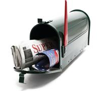 Buzón de correo Wiltec, color verde, 150 x 513 x 223 mm, buzón americano con banderín, apto para montaje en pared o para colocar en el suelo, diseño americano, fabricado en acero