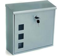 Buzón de pared, acero galvanizado, con cerradura, resistente a la intemperie - Plata - 37x36x11cm - Burg-Wachter