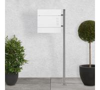Buzón de pared de ECD Germany con compartimento para periódicos, buzón de diseño con poste, soporte para buzón de acero inoxidable, color plateado, 120 cm