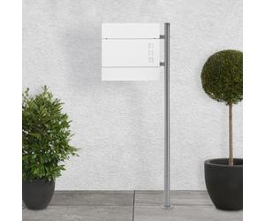 Buzón de pared de ECD Germany con compartimento para periódicos, buzón de diseño con poste, soporte para buzón de acero inoxidable, color plateado, 120 cm