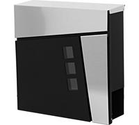 Buzón MCW-B29, buzón de pared, buzón para correo y periódicos, con recubrimiento en polvo, color /acero inoxidable