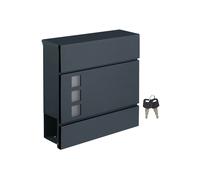 SONGMICS Buzón de Correos de Pared con Cerradura y Porta-Periódicos | Buzón Moderno, Fácil de Instalar, Gris Antracita, Colección POSTER GMB052G01