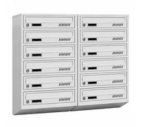 Buzón para Edificios de Apartamentos GDS con 12 Compartimentos RAL 7035 2x6 | Buzones para interior, formato DIN A4, acero galvanizado, instalación mural, incluye 2 llaves.