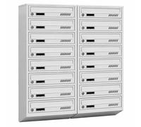 Buzón para Edificios de Apartamentos GDS con 16 Compartimentos RAL 7035 2x8 | modular, para uso interior, adecuada para formato A4, acero galvanizado, montaje mural, con 2 llaves.
