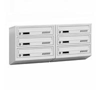 Buzón para Edificios de Apartamentos GDS con 6 Compartimentos RAL 7035 | Buzones para interior, formato DIN A4, acero galvanizado, instalación mural, incluye 2 llaves.