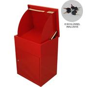 Buzón para paquetes, color rojo, con cerradura, recubierto con pintura en polvo, para paquetes de hasta 320x205x120 mm