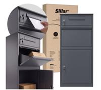 Buzón para paquetes y correo "Sillar", color antracita, resistente a la intemperie, con compartimento para paquetes, 112,3 cm