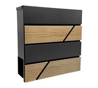 Relaxdays Buzón de madera con espacio para prensa antracita,marrón claro