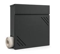Buzón Relaxdays Resistente a la Intemperie, Montaje en Pared, Antracita | con compartimento para periódicos y cerradura, de hierro, (Al x An x Fon) 11 x 37 x 38 cm