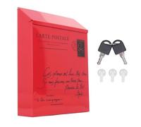 Buzones Con Cerradura Montado En La Pared Vertical, Buzón De Gran Capacidad Buzón De Correos De Metal Buzón De Seguridad Buzones De Correo Al Aire Libre Con 2 Llaves 3 Ganchos Para El Hogar(Rojo)