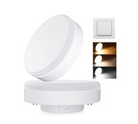 BV ombilla LED GX53, Controles de interruptor tricolor， 7W, 600 Lumens, AC/DC 190-260V, Sustituye a las bombillas halógenas GX53 de 60W, 2pcs