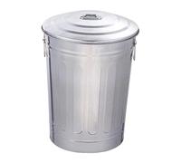 Bvdfgk Cubo de Basura de Hierro para Exteriores con Tapa Y Dos Asas para Patio O Granja. Diseño Rústico. Contenedor de Almacenamiento Redondo Y Versátil, 48 litros
