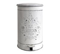 Bvdfgk Papelera Decorativa Pedal Metálica para Jardín Bote de Basura con Relieve Floral Hierro y Práctico Adecuada para, HA1128 - Bote De Basura Vintage Blanco Envejecido Con Pedal