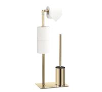 BVL Portarrollos de Papel Higiénico de pie, Dorado | De acero inoxidable 3 en 1 que ahorra espacio para 3 ruedas, base estable