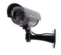 BW Cámaras ficticias para exteriores e interiores, imitación de CCTV, cámara de seguridad con luz intermitente intermitente, forma de bala, color negro