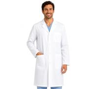 Bwell Fabio Bata Laboratorio Bata Médico Blanco para Hombres Bata de Laboratorio Estudiante Blanco