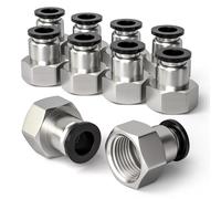 Bwintech 10 Piezas 10mm Tubo OD x 1/2" Hembra BSP Rosca Recta Push in Connect Racor Neumático,PCF10-04 Adaptador Rápido de Línea de Aire