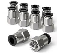 Bwintech 10 piezas de tubo de 6 mm OD x rosca hembra BSP recta de 1/4 pulgadas, adaptador de línea de aire PCF6-02 de liberación rápida