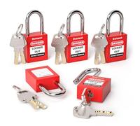 Bwintech 5 candados de seguridad rojos de 38MM con llaves iguales para estaciones y dispositivos de etiquetado de bloqueo