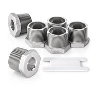 Bwintech 6 piezas 3/4" macho a 3/8" hembra BSP rosca inoxidable hexagonal buje reductor conector para tubería de conexión de conversión