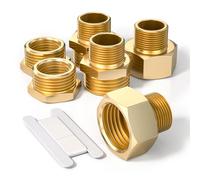 Bwintech 6 Uds 3/8 "a 1/2", rosca BSP hembra y macho, boquilla hexagonal de latón, reductor hexagonal y buje hexagonal para conversión de conexión de tubería