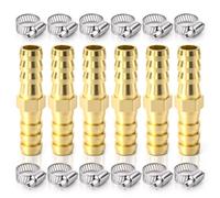 Bwintech 6 Uds accesorios de lengüeta para manguera, conector de lengüeta de latón recto de 2 vías de 19mm con 12 abrazaderas