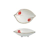 Bx9rE7tK3g Tazones para salsa Plato pequeño de cerámica con forma hoja for salsa, plato plano for soja, platos for condimentos mantequilla y mostaza Platos de tapas(Red)