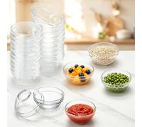 BXUUXA 20 Cuencos Salsa Cristal 75ml Cuencos Pequeños Cristal Ø7,5cm Salseras Juego de Mini Bowls Apilables para Aperitivos Tapas Postres Sushi y Catering Cuencos para Salsas Vacíos