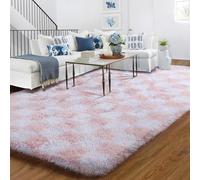 BYBSRLL - Alfombra de color rosa claro y blanco para dormitorio, 90x150 cm, alfombras de área a cuadros para sala de estar, habitación de niños y bebé, guardería, dormitorio, salón, alfombra gruesa