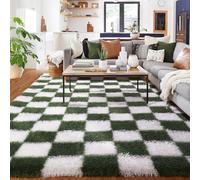 BYBSRLL Alfombra grande a cuadros para sala de estar, 180x270cm, color verde oliva y blanco, alfombras de área de dormitorio para habitación de niños, habitación de bebé, guardería, dormitorio