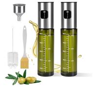 Byitin 2Pcs Pulverizadora de Aceite de 100 ml, Spray Aceite Cocina con Protección UV, Aceitera Cristal para Freidora de Air, Barbacoa y con Embudo Grande