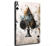 BYLSAGWHT Ace of Spades Playing Cards Black Poster Modern Minimalist Wall-Art Game Room Decor(Unframed,08x12inch(20x30cm))