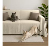 Byour3 - Funda De Sofá 3 2 4 1 Plazas 100% Algodón Puro Ligero Rectangular Tela Sofa Cubre Todo Recubrimiento Sofás También por Forma de L U Chaise Longue Derecho Izquierdo (Marfil, 1 Plazas)