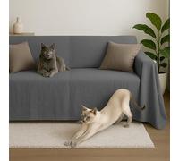 Byour3 - Funda De Sofá 3 2 4 1 Plazas 100% Algodón Puro Ligero Rectangular Tela Sofa Cubre Todo Recubrimiento Sofás También por Forma de L U Chaise Longue Derecho Izquierdo (Gris Antracita, 3 Plazas)
