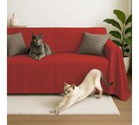 Byour3 - Funda De Sofá 3 2 4 1 Plazas 100% Algodón Puro Ligero Rectangular Tela Sofa Cubre Todo Recubrimiento Sofás También por Forma de L U Chaise Longue Derecho Izquierdo (Rojo, 1 Plazas)