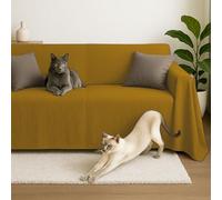 Byour3 - Funda De Sofá 3 2 4 1 Plazas 100% Algodón Puro Ligero Rectangular Tela Sofa Cubre Todo Recubrimiento Sofás También por Forma de L U Chaise Longue Derecho Izquierdo (Oro, 1 Plazas)